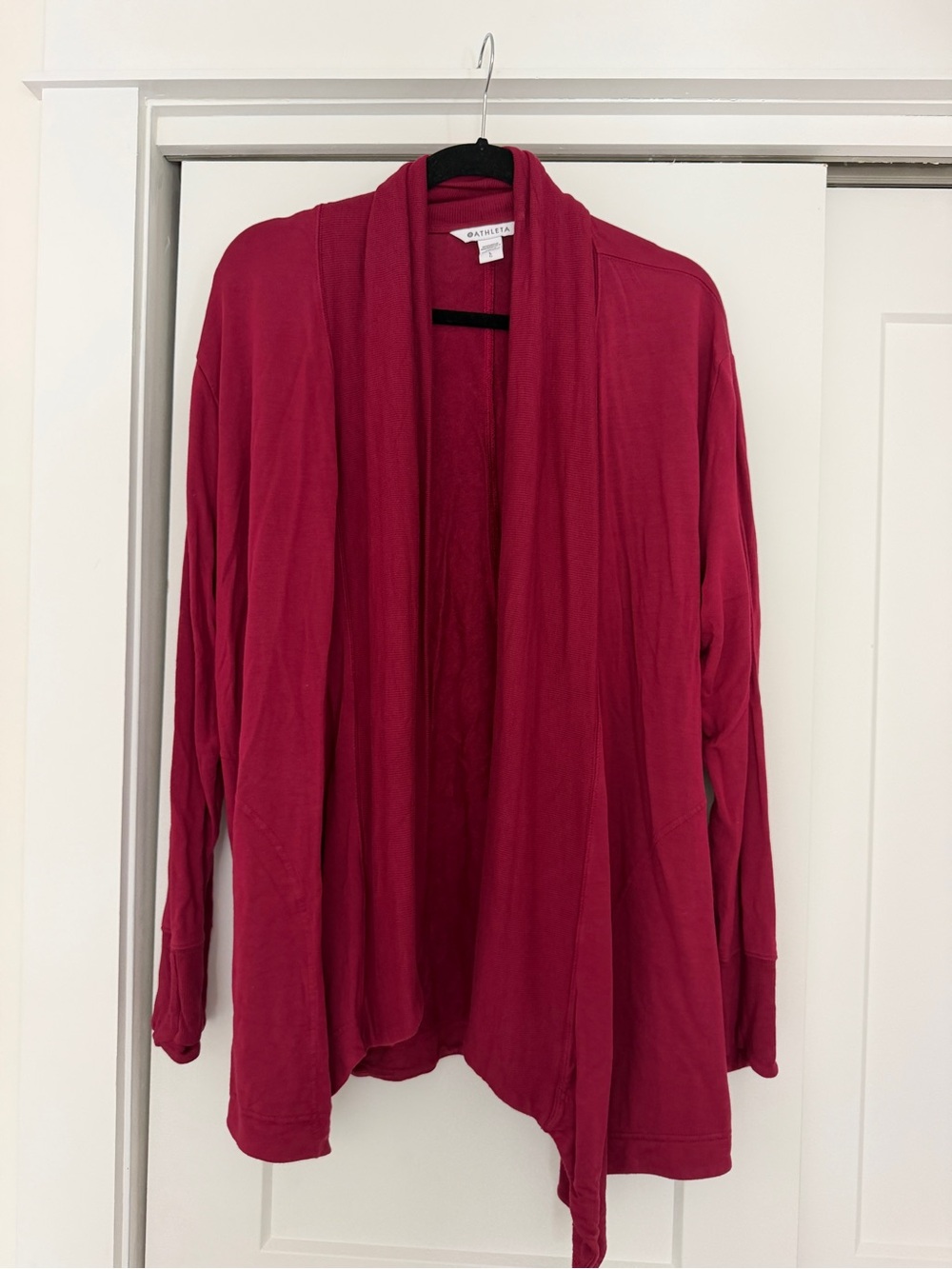Athleta Open-Front Draped Cardigan - Raspberry Red